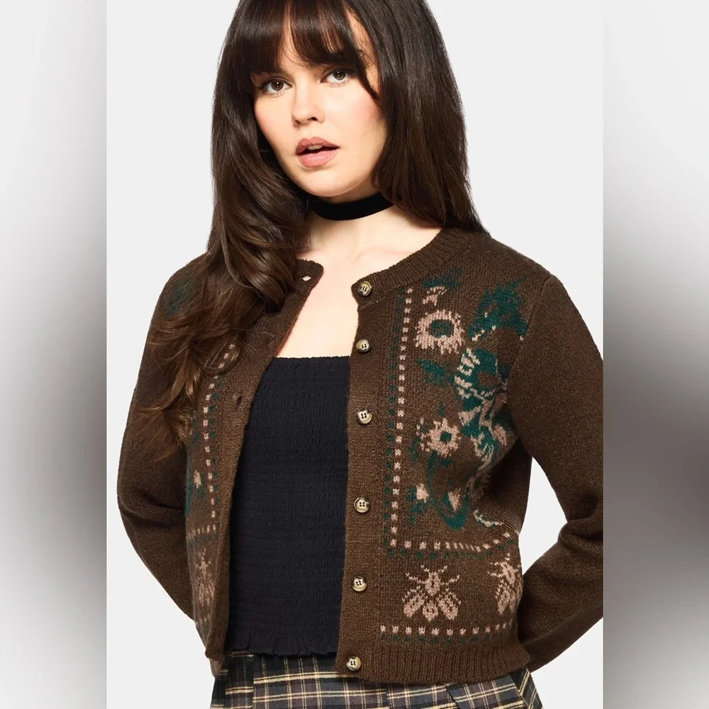 NWT Disturbia Aura Dragon Jacquard Knit Cardigan Size L - Picture 5 of 6